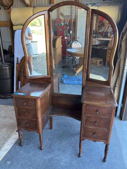 Antique triple mirror vanity 44 x 18 x 66 image