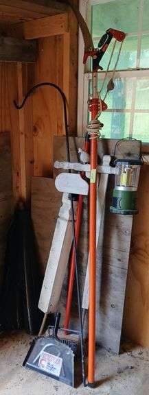 Pole saw, shepherd hook, light, broom etc... image