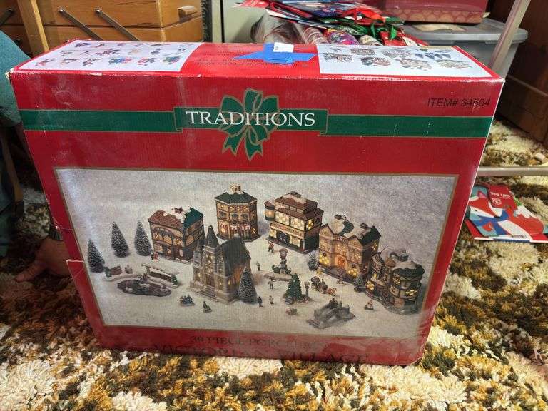 New in box 39 piece porcelain Christmas village scene image