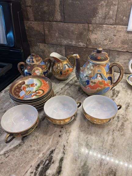 Japanese hand painted tea set