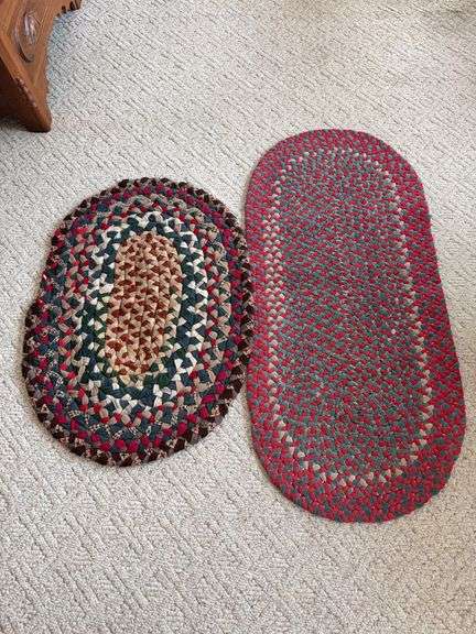 Two braided rugs, 26x26 and 22x48 image