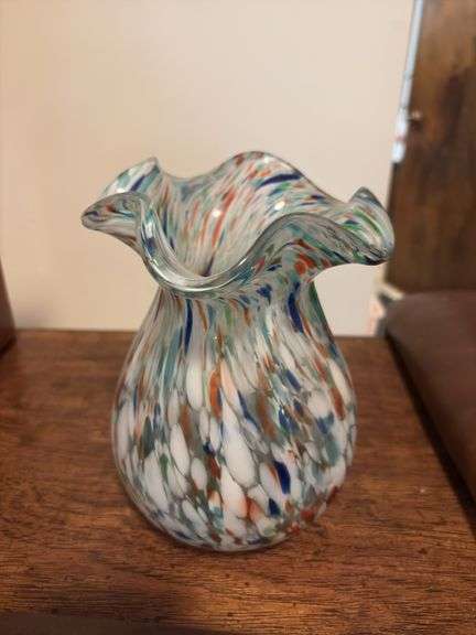 8” tall art glass vase image