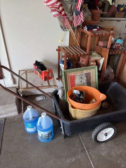 Yard cart, plant shelf, windshield washer fluid, yard decor, etc