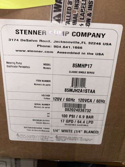 Steiner Pump Co metering pump Model 85MHP17 Classic Single Series image