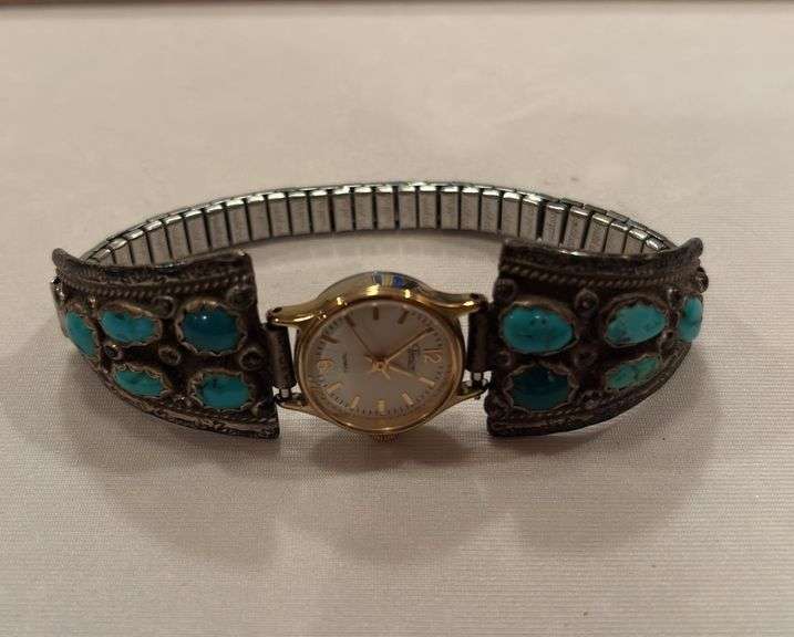 Sterling and Turquoise band, Timex Quartz watch image