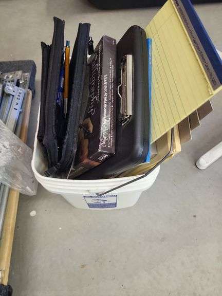 Bucket of paper, pencils and planners-Bring box to pack image