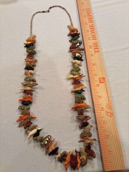 Carved Animal Fetish Necklace Mixed Gemstones Onyx Jasper image