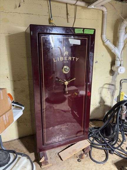 Liberty gun safe 22x 30 x 60H this will.need to go up the storm celler steps shown in the photos. We have the name of a safe mover if you need it to get a quote. image