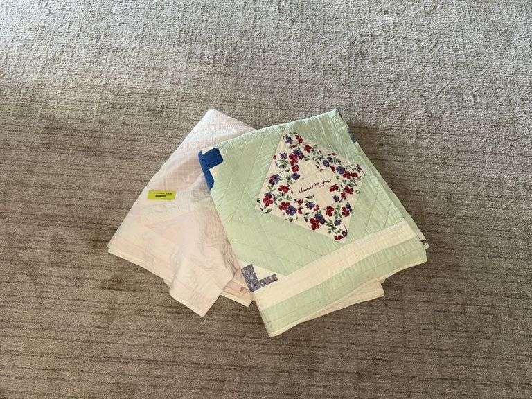 2 quilts, 1 has signed quilt squares image