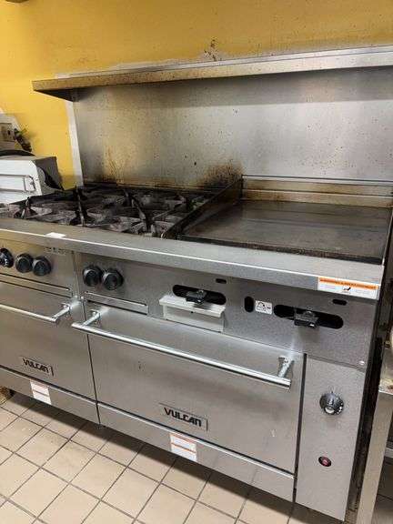 Vulcan Commercial Gas Stove and Oven, 61” long, has been unhooked but was working at time it was unhooked image