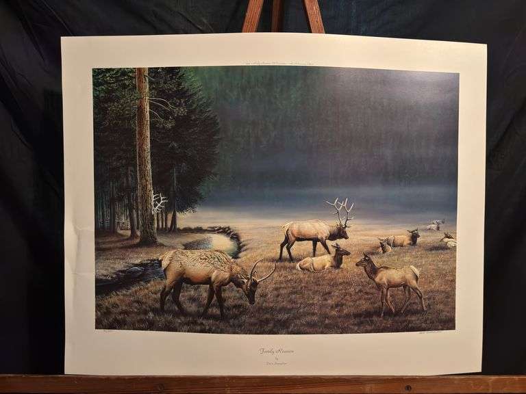 Unframed print by Dave Samuelson “Family Reunion” 27 x 22 signed and numbered image