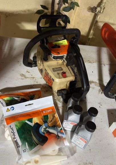 Stihl 011AVT for parts, (4) containers HP Ultra and two new packs Stihl poly cuts image