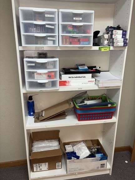 Many office supplies-paper, binder clips, paper clips, ink cartridges, etc image