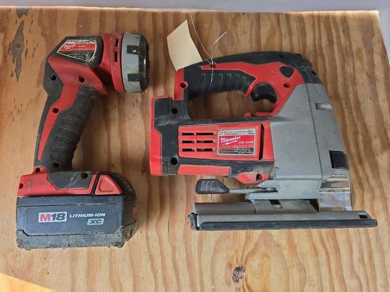 Milwaukee jig saw 2645-20, flashlight 49-24-0171, battery NO CHARGER image
