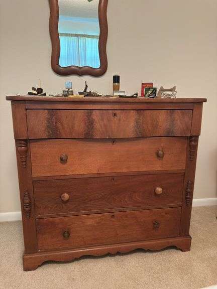Antique walnut dresser 18D x 41L x 38H NO CONTENTS