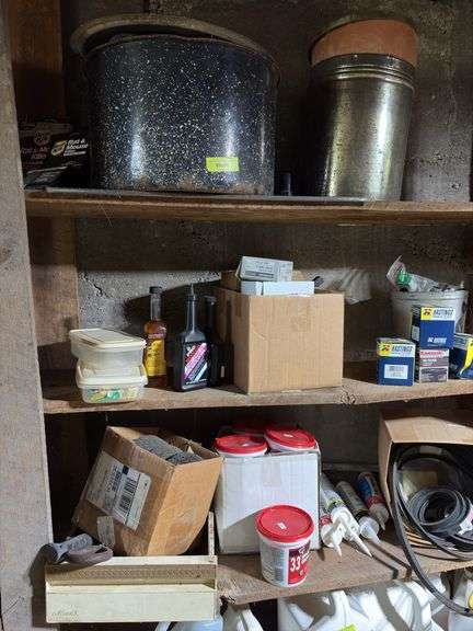 Granite ware pots, filters, oil, caulk, tools, window glaze image