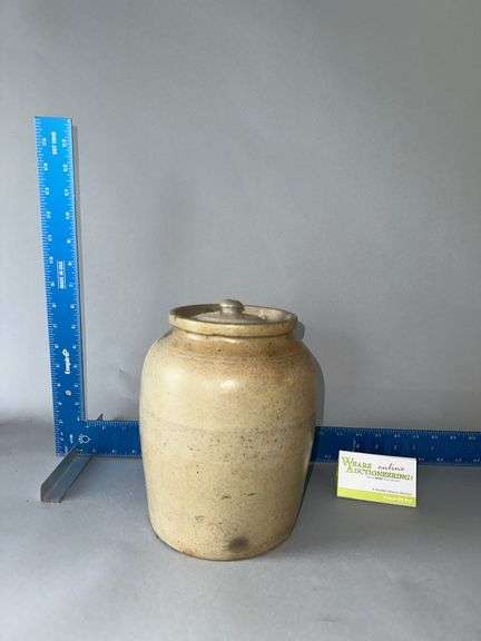 Weeks Bros Akron O salt glaze jar w/ lid image