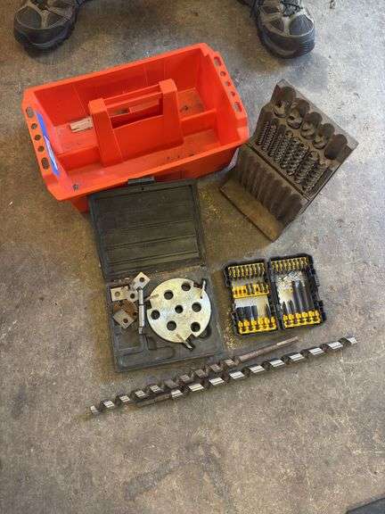 Cutterhead, large drill bits, DeWalt driver set and large set of wood bits image