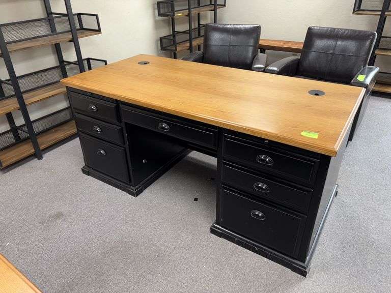 32D x 69L x 30H locking desk with 7 drawers and two pull out writing trays image