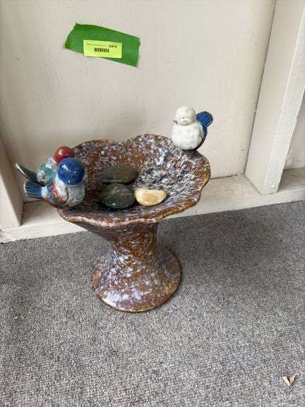 Small decorative ceramic bird bath