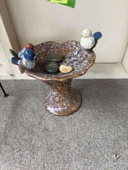 Small decorative ceramic bird bath image