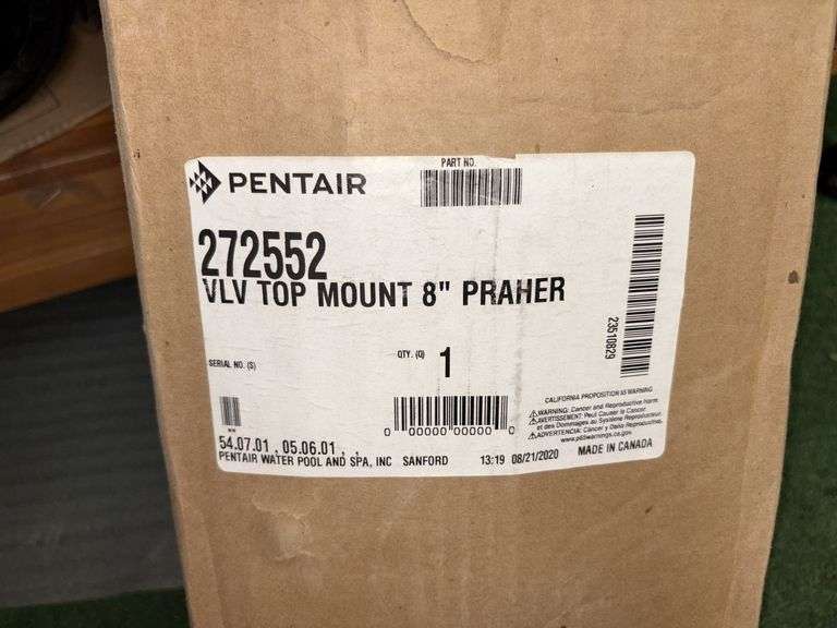 Pentair vlv top mount 8” Praher Part 272552 image