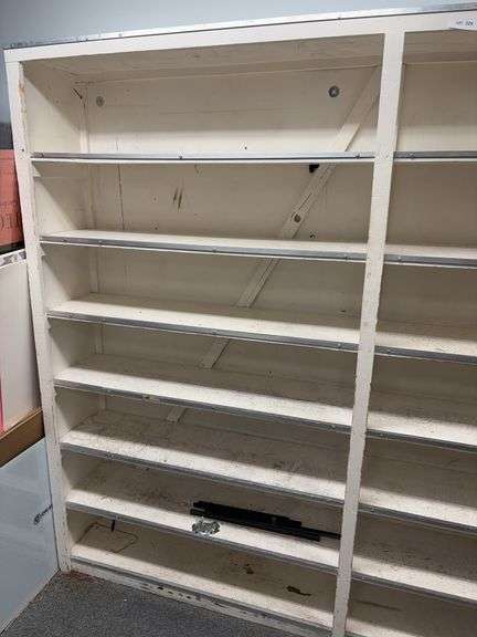 Wood storage rack 85x13x73, heavy bring help to move and tools to unbolt from wall image