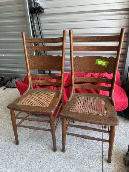 Pr oak pressedback cane seat chairs image
