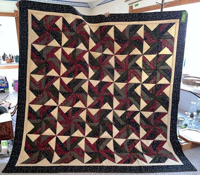 Earthtone Pinwheel quilt 82 x 84 MP & HQ image