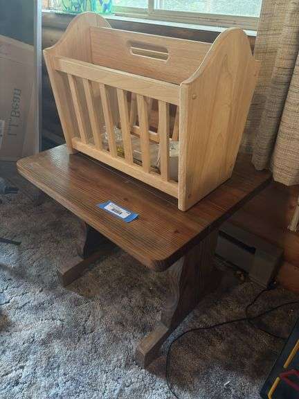 Pair of matching end tables and magazine rack image