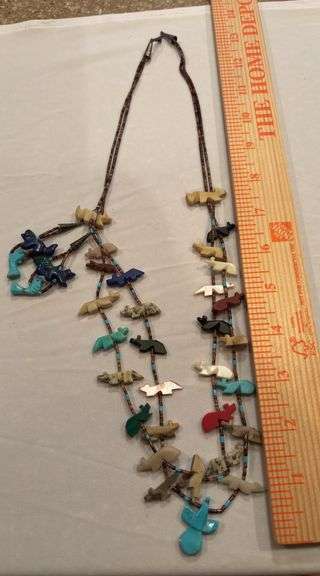 NATIVE AMERICAN STONE FETISH NECKLACE and Earrings image