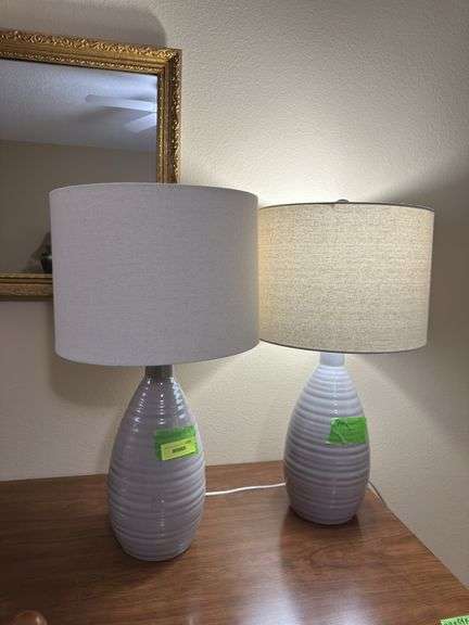 Pair ceramic vase lamps