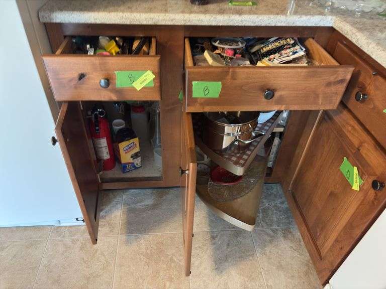 Kitchen utensils, vases, plastic storage, steamer pot, etc “B” cupboards image