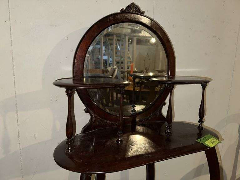Very unique mahogany stand w/ mirror