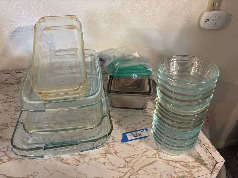 Large set of glass baking dishes image