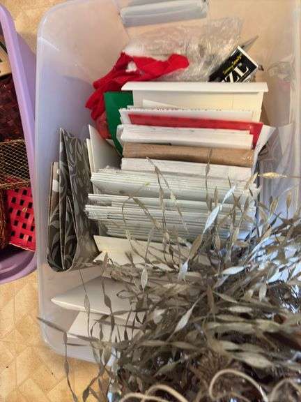 Greeting cards (new), gifts bags, lots of clothing boxes (many new)