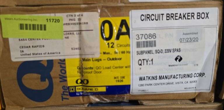 NIB Square D Circuit breaker box, product #37086, 100 Amp image