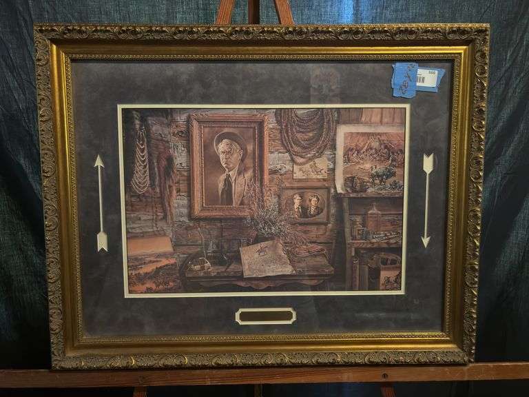 Framed Charlie Russel print “Charlie Russell – Cowboy Artist” 107 of 900 - 28 x 22 image
