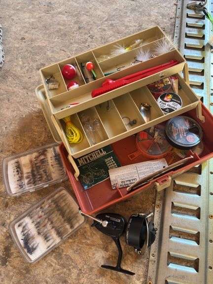 Tackle box with tackle, flies