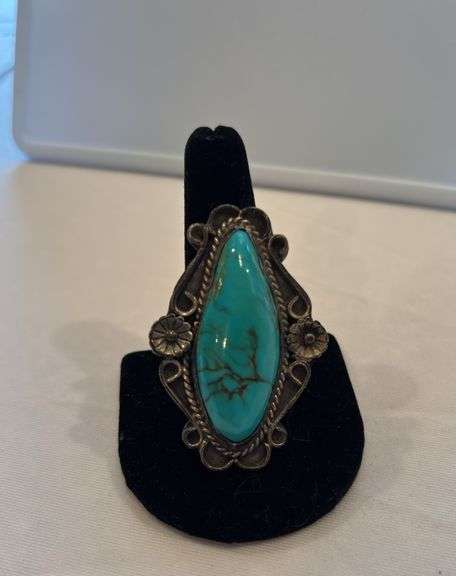 Turquoise Ring -no marking, size approximately 9 image