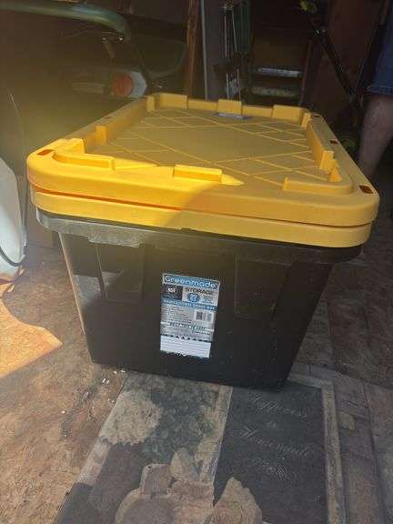 Two black storage totes with lids image