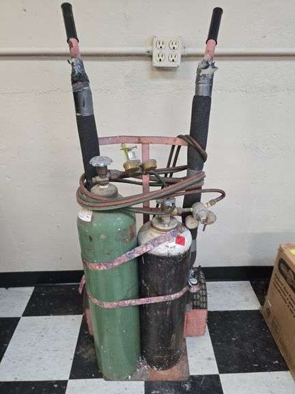 Oxy-Acetylene torch set on hand truck image