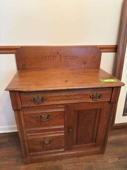 18D x 30L x 36H commode with three drawers and door NO CONTENTS image