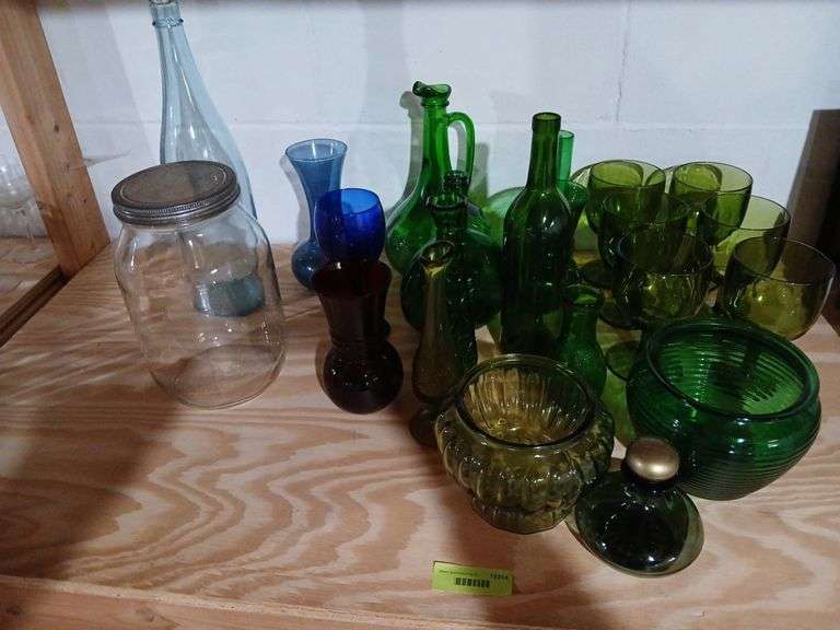 Colored bottles, goblets etc...