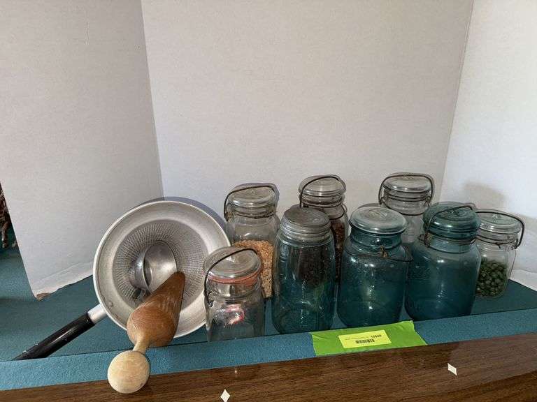 Bail top fruit jars and tomato juicer image