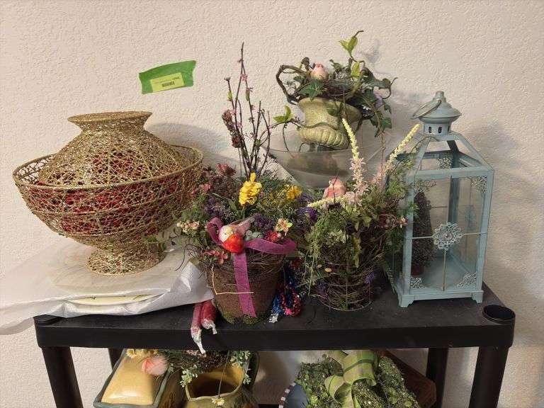 Shelf and all includes artificial arrangements, craft magazines, etc