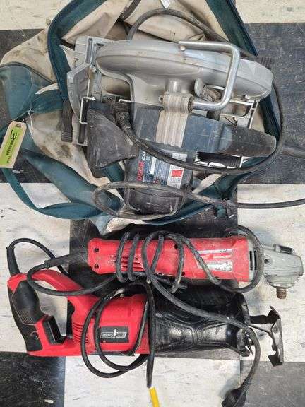 Bosch circular saw, Milwaukee angle grinder and Tool Shop recip saw image