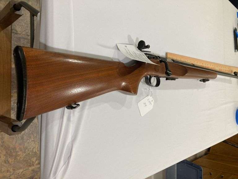 Remington Arms Co, rifle model 521-T, S# none, cal .22 short, long or long rifle, Lyman peep sight. Trigger is to light check springs. Target rifle image