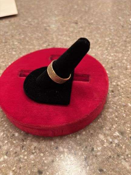 Gold comfort band, no markings, approximately size 10