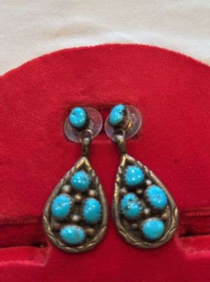 Unmarked turquoise pierced earrings image